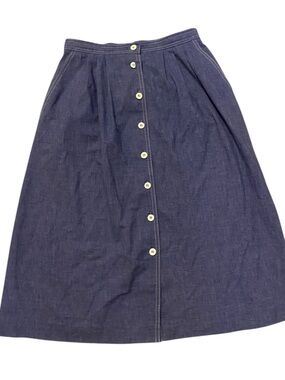 COUNTRY SUBURBANS Vintage Union Made Button Midi Skirt Soft Denim